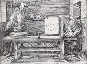Man Drawing a lute with the monogram of the artist from the Manual of Measure-ment